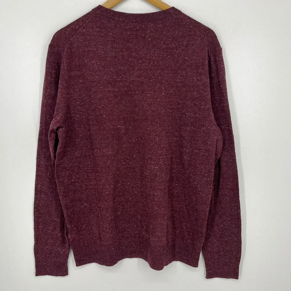 Old Navy Mens V-Neck Sweater Burgundy Heathered‎ Marl Knit Pullover Size M NEW